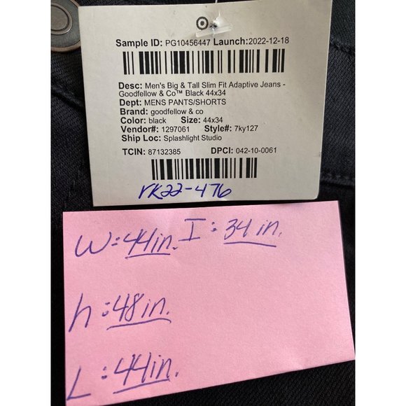 Men's Big & Tall Slim Fit Adaptive Jeans Goodfellow & Co Black 44x34 - Picture 6 of 9